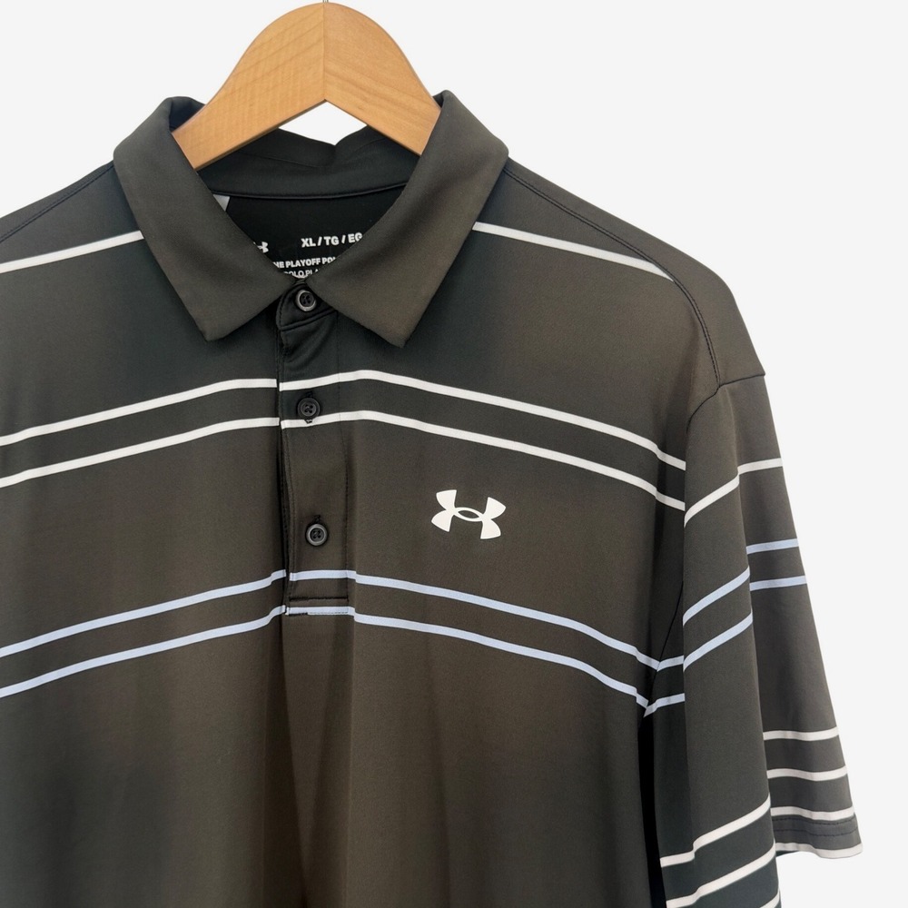 Under Armour Mens Playoff Polo Shirt XL HeatGear Loose Fit Striped Golf Top